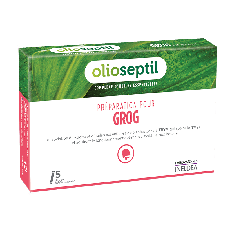 OLIOSEPTIL® PRÉPARATION POUR GROG sticks with essential oils of thyme, eucalyptus and cinnamon